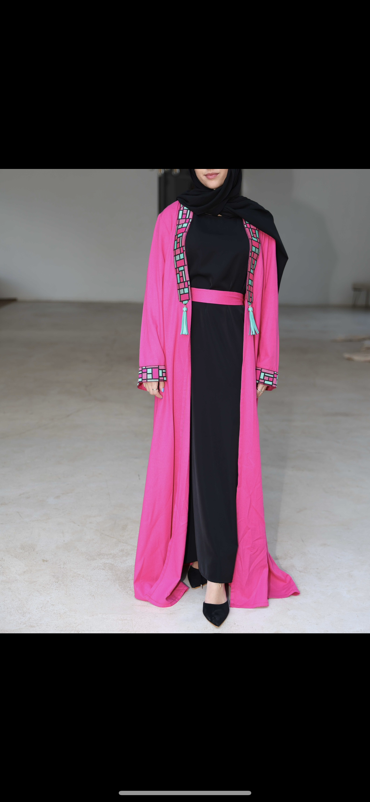 Pink abaya with tassel details