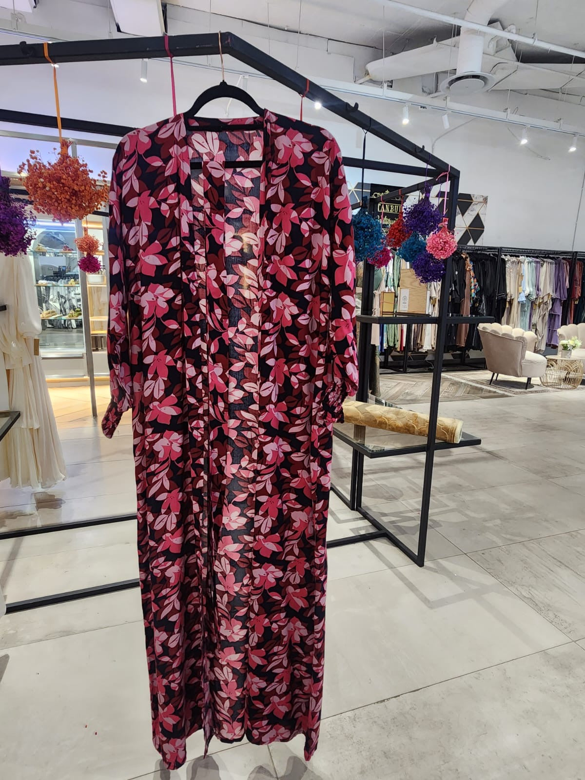 Black and pink throw