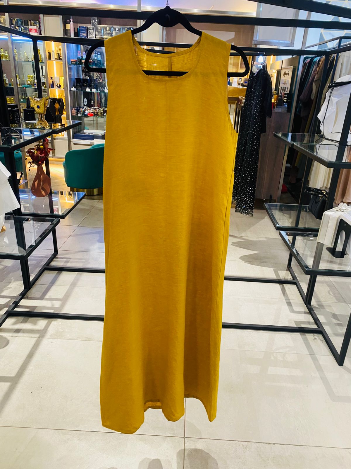 Mustard linen sleeveless inner