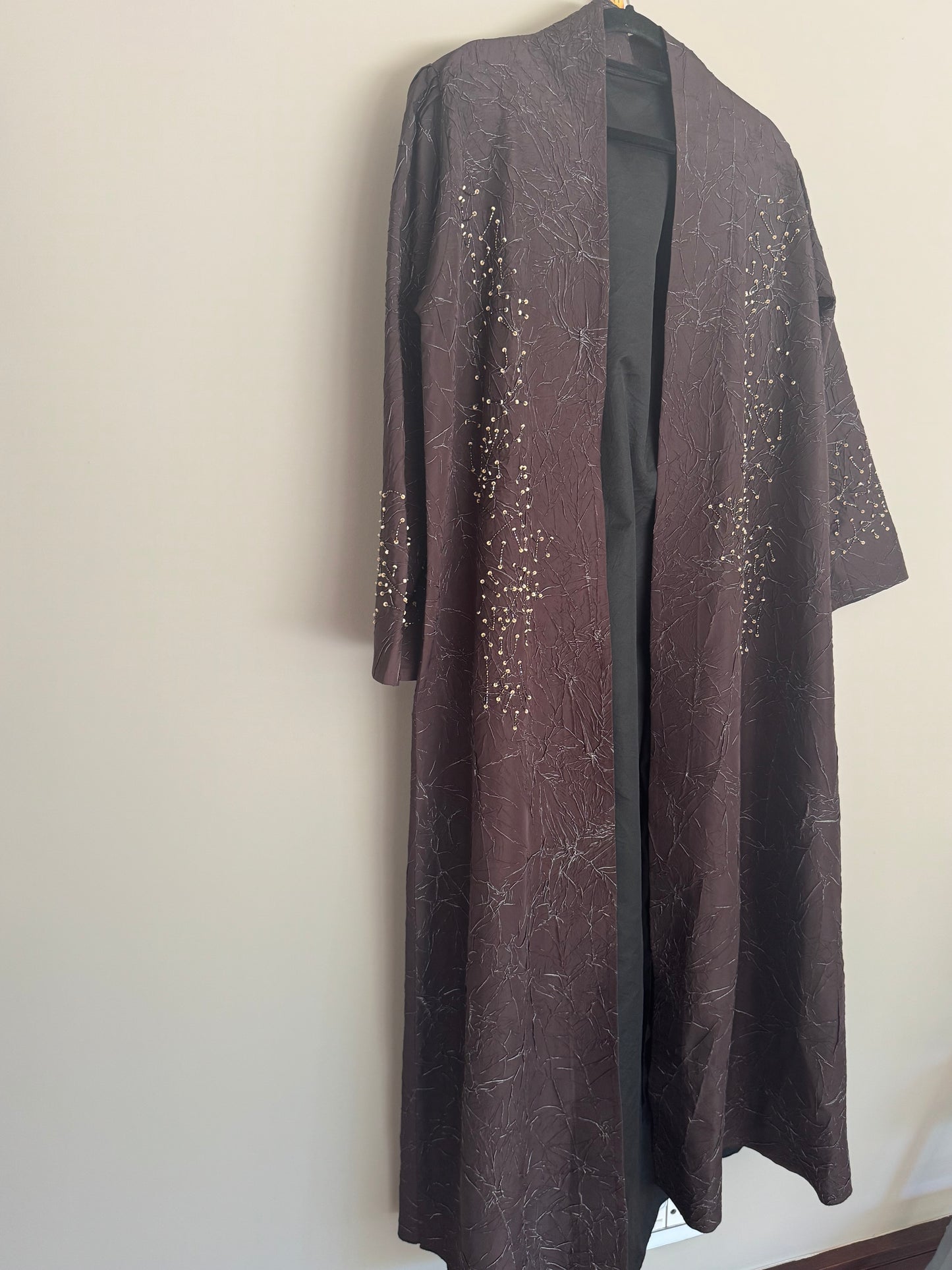 Mocha beaded abaya scarf incl