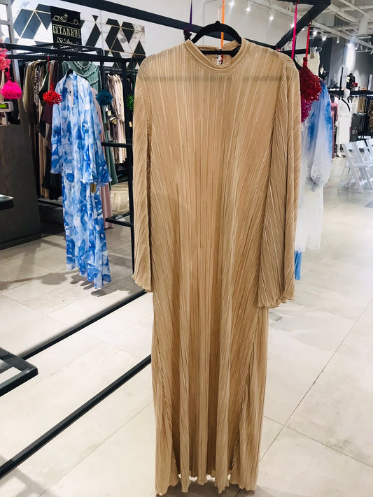 Nude pleated dress