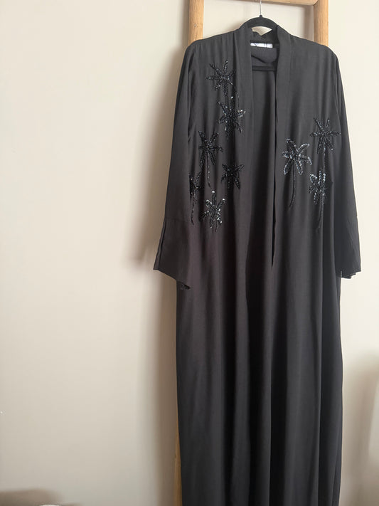 Black hand beaded abaya