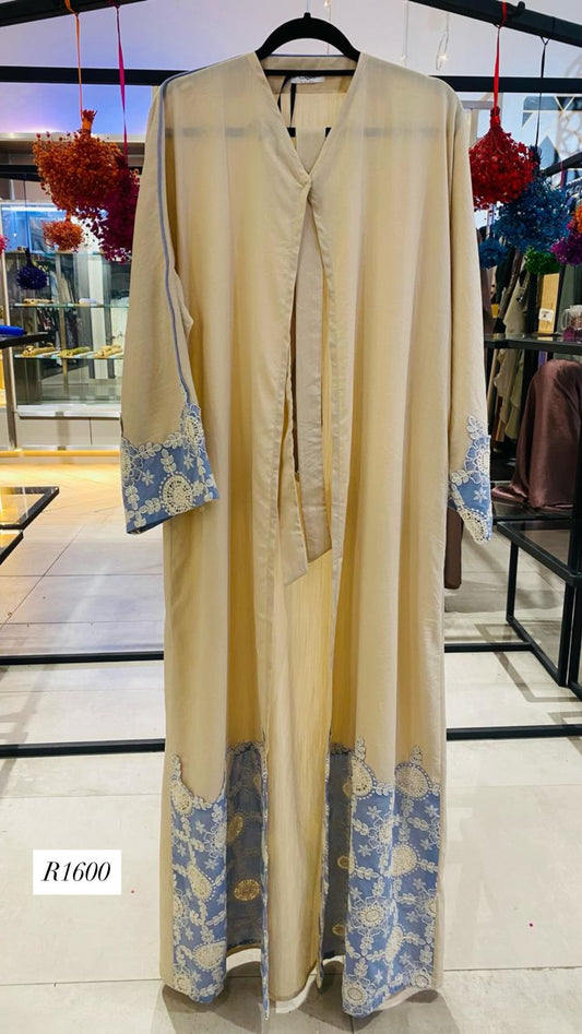 Embroidered linen abaya
