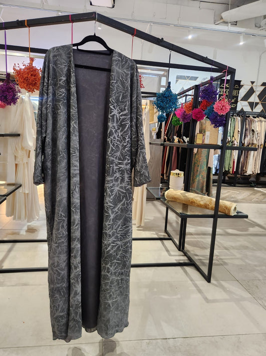 Grey printed abaya