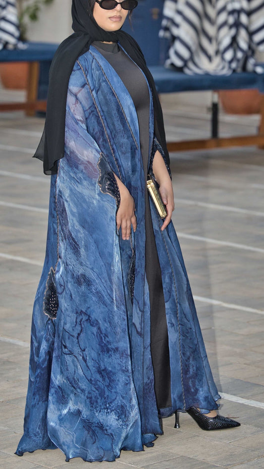 Navy beaded abaya (hijab incl)