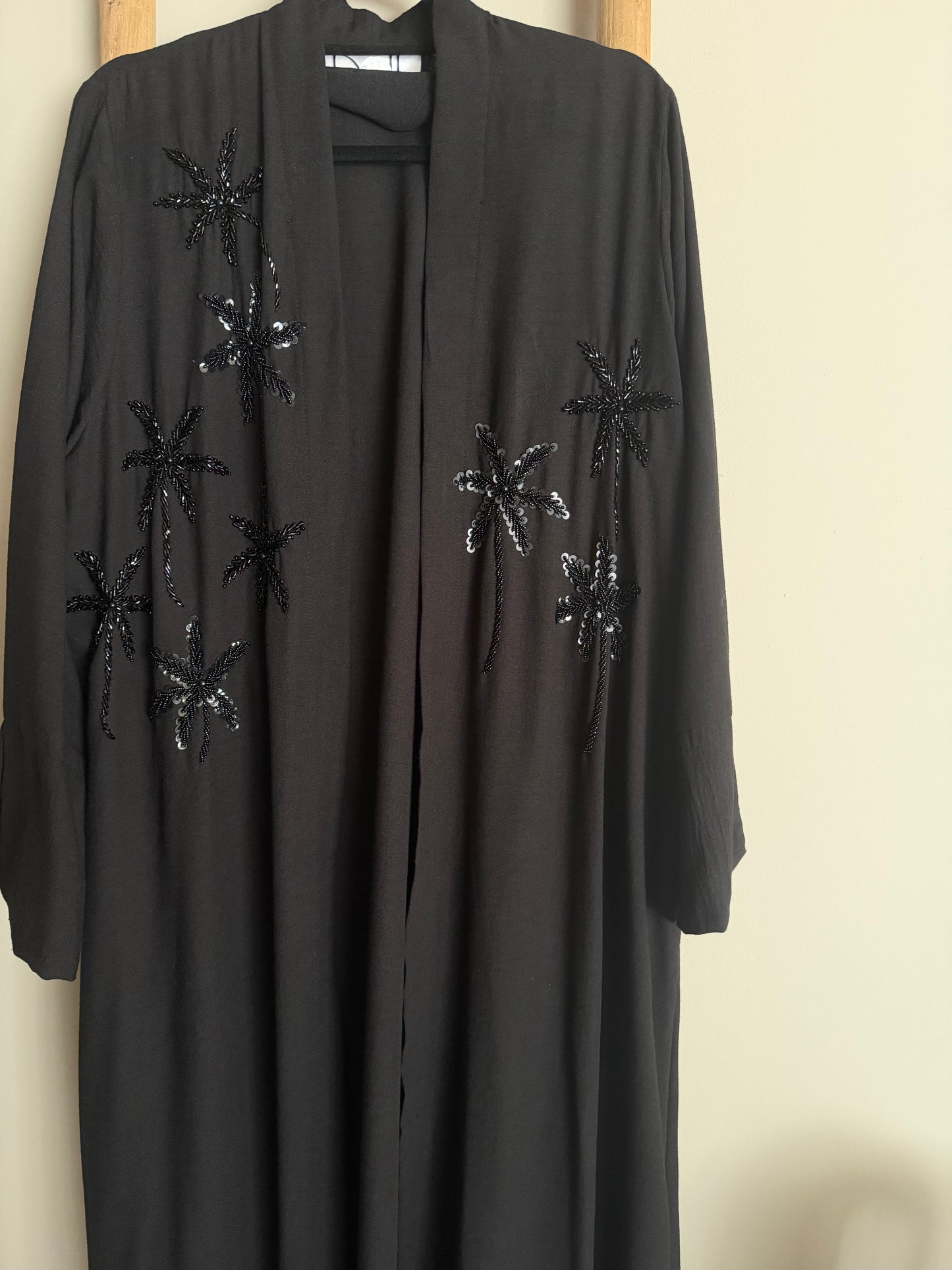 Black hand beaded abaya
