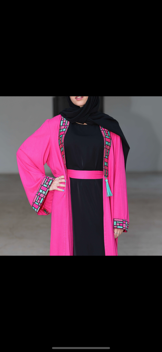 Pink abaya with tassel details