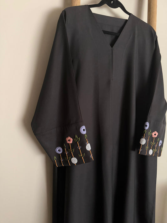 Embroidered and beaded sleeve abaya