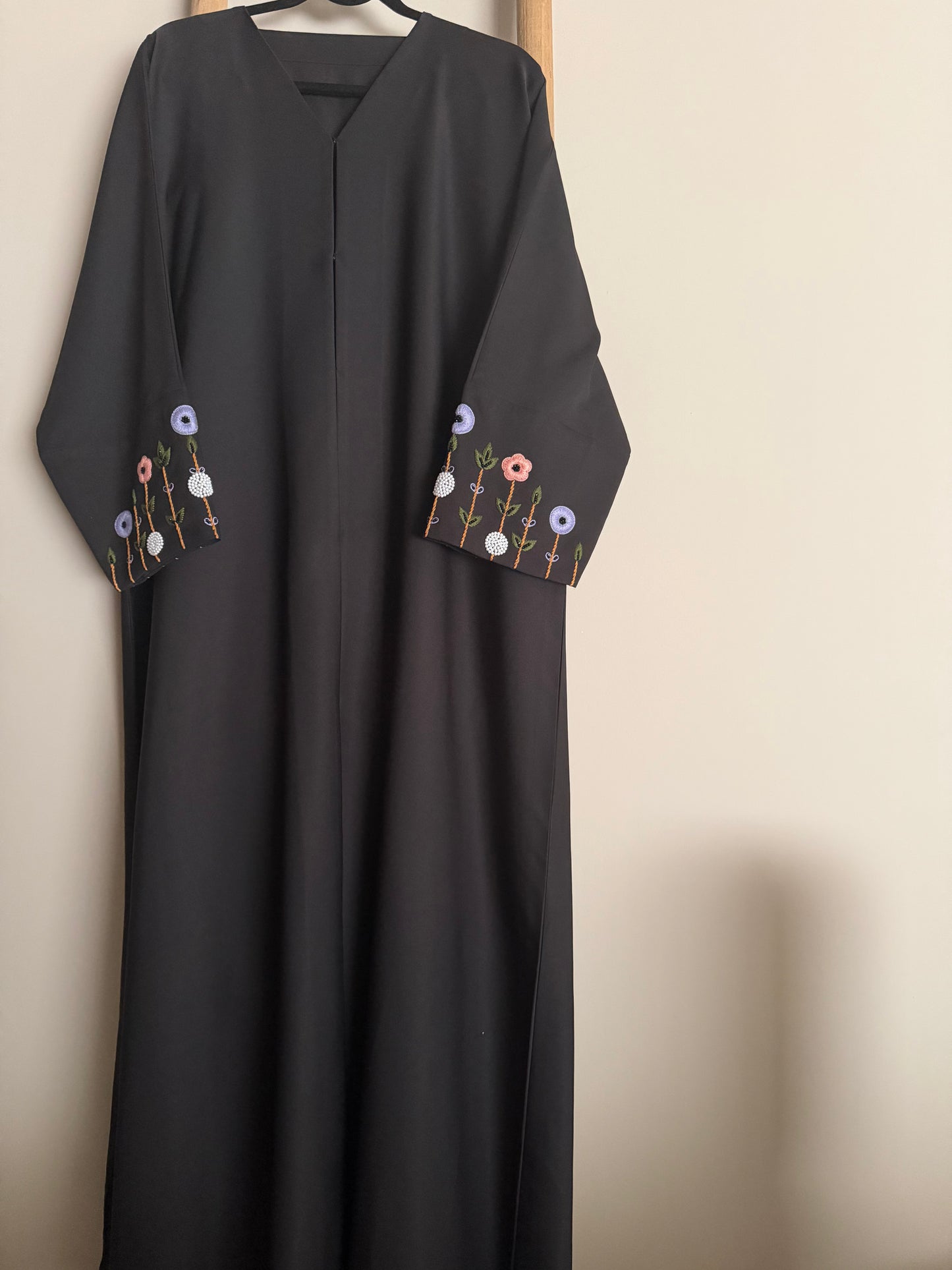 Embroidered and beaded sleeve abaya