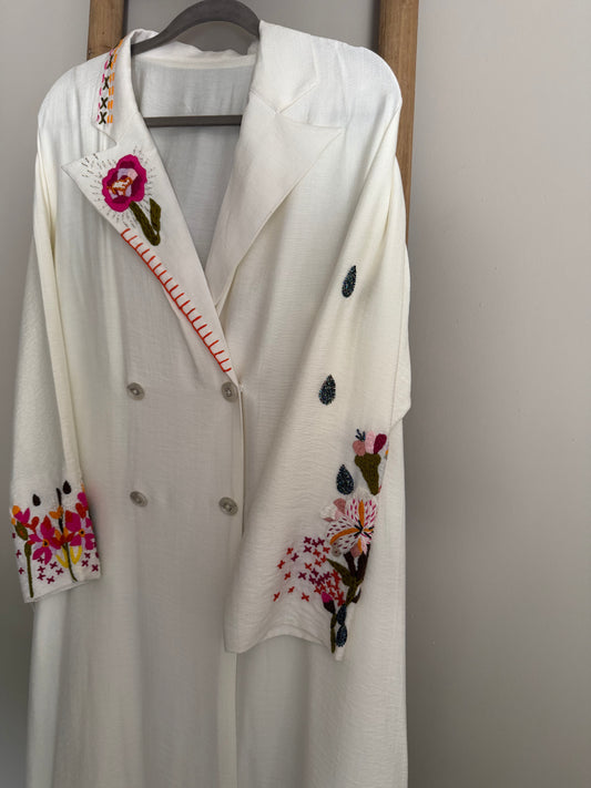 Embroidered & beaded coat style abaya