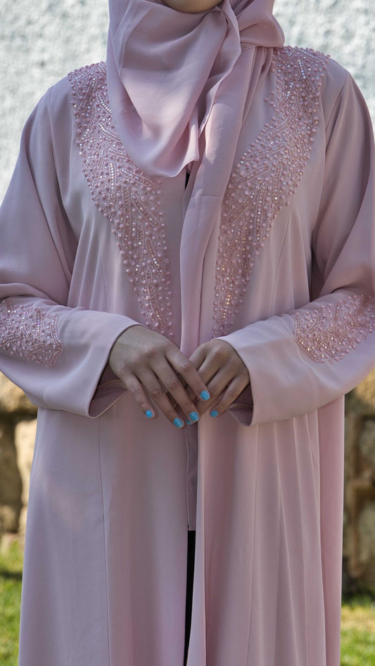 Pink beaded abaya (hijab incl)